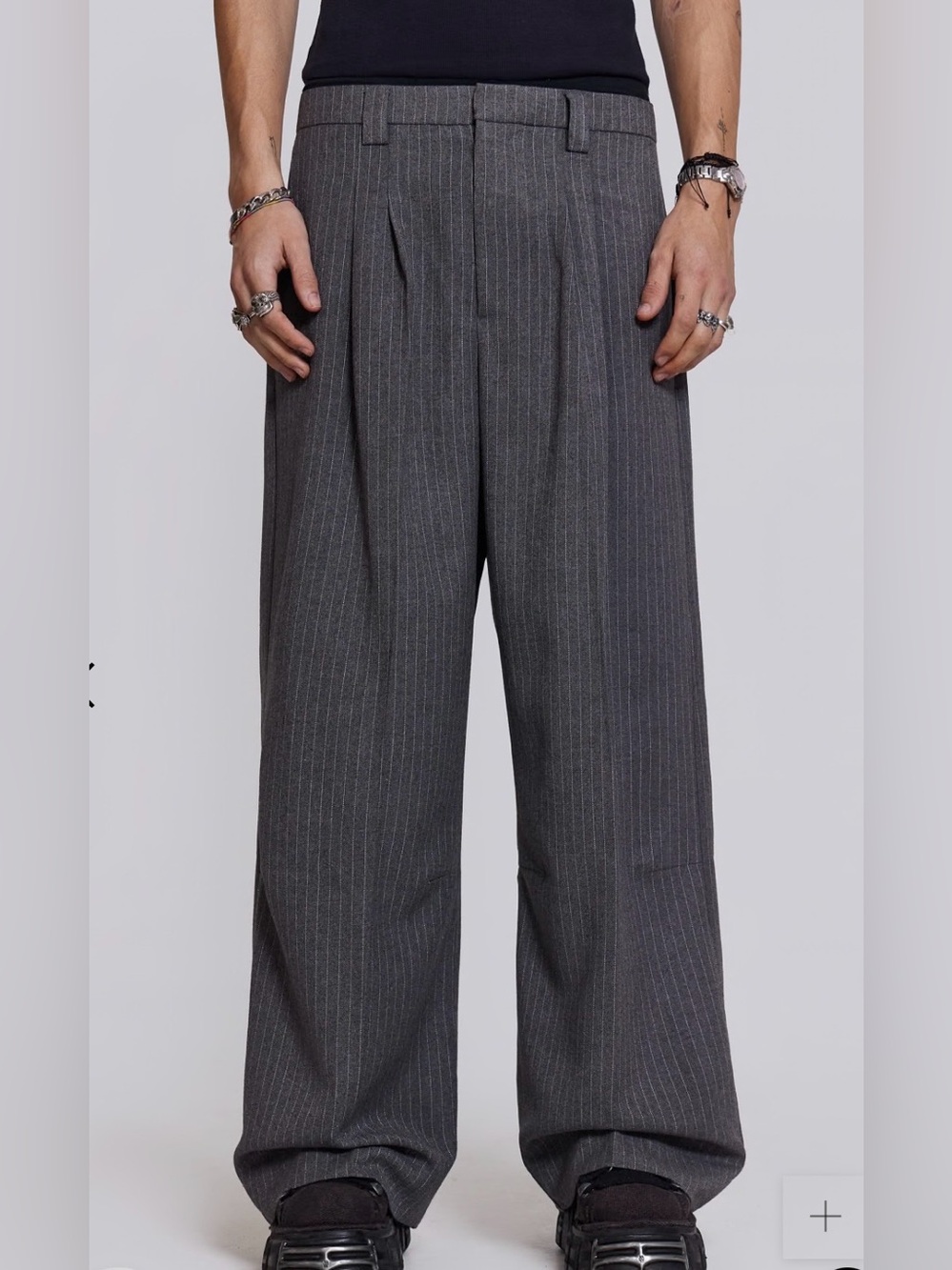 Jaded London Gray Pinstripe Wide-Leg Dress Trousers nwt